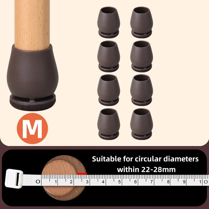 8/16PCS Chair Leg Protector TPE Diagonal Leg Table and Chair Floor Protection with Felt Furniture Leg Cover Furniture Sliders Qme Circular Brown M 16pcs