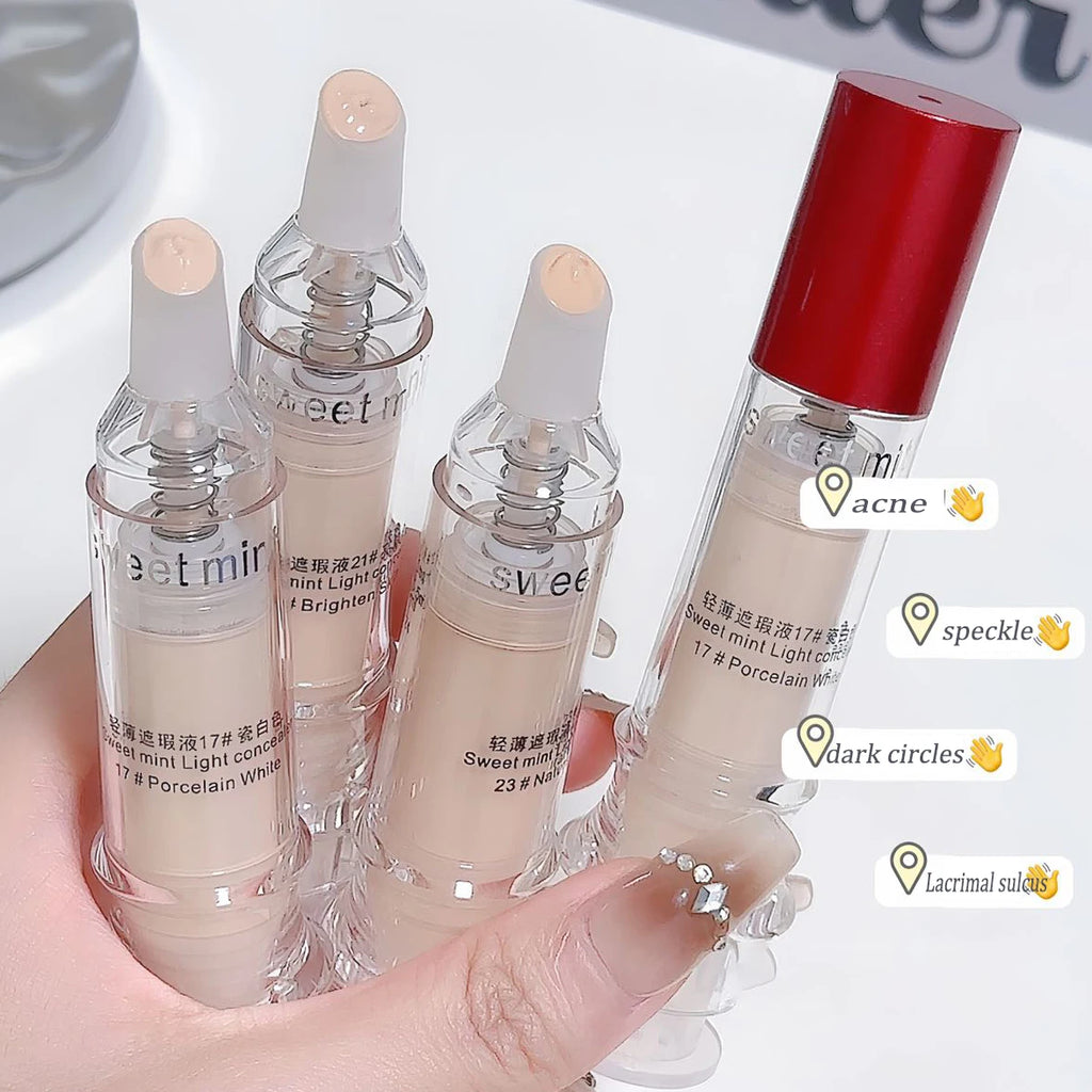 Porcelain White Light Concealer Pen Full Coverage Cover Dark Circles Acne Pores Press Concealer Matte Foundation Cream Cosmetic Qme