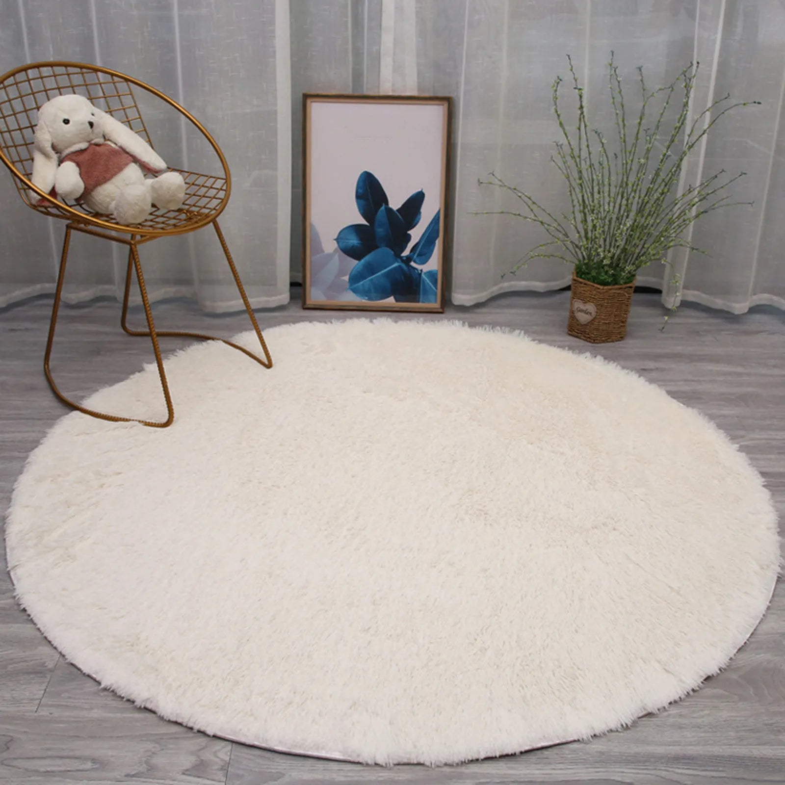 Wool Imitation Sheepskin Rugs Faux Non Slip Bedroom Shaggy Carpet Mats Multi Color Solid Soft Circular Carpets Qme White