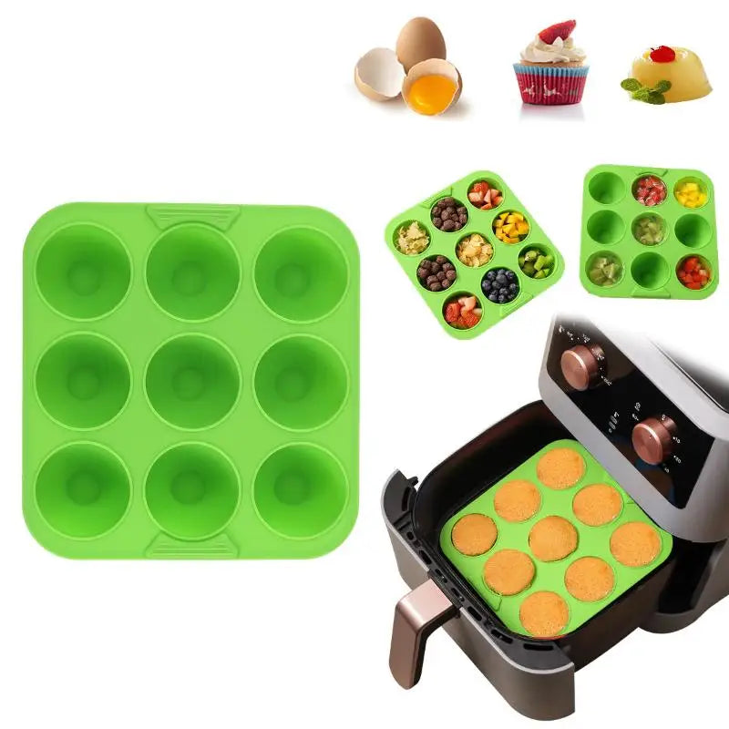 Muffin Cupcake Silicone Mold Square 9 Holes Cupcakes Non Stick Soap Qme Green
