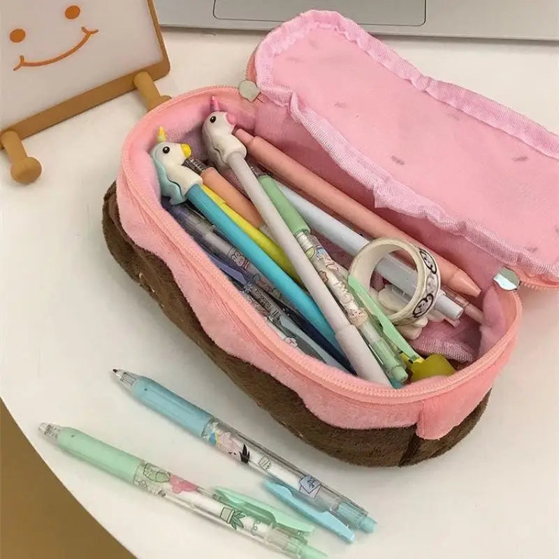 Kawaii Cherry Cake Design Stationery Organizer Plush Pencil Case Qme