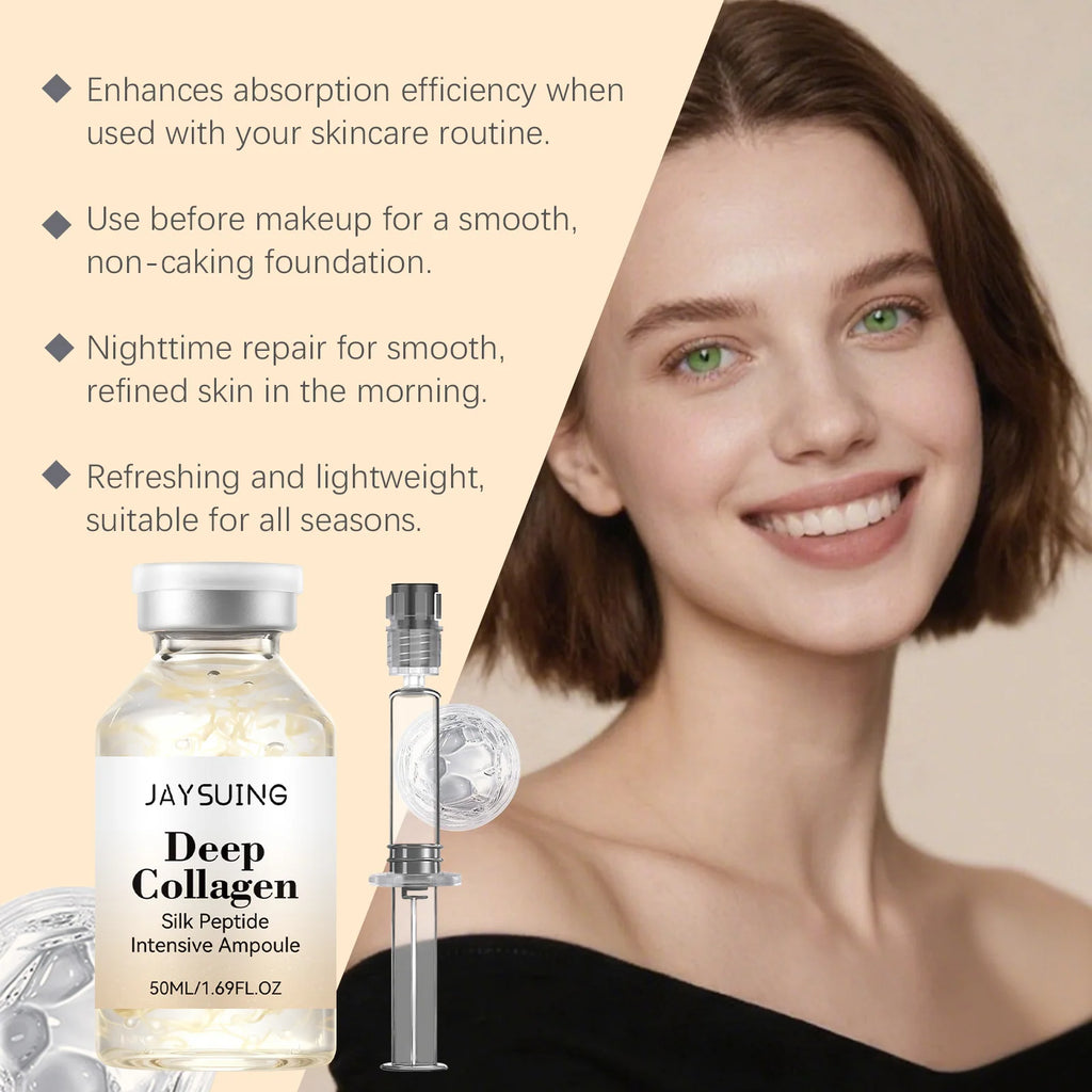 Collagen Silk Peptide Intensive Ampoule Lifting Tighten Skin Elasticity Booster Hydrating Anti-Wrinkle Firming Moisturizer Skin Qme