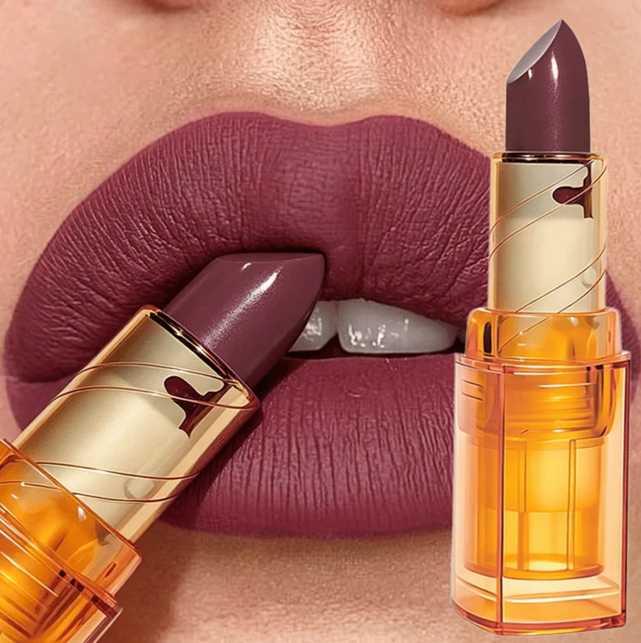 JUJU DREAM Luxury Amber Gold Tube Glossy Lipstick Hydrating Silky Qme
