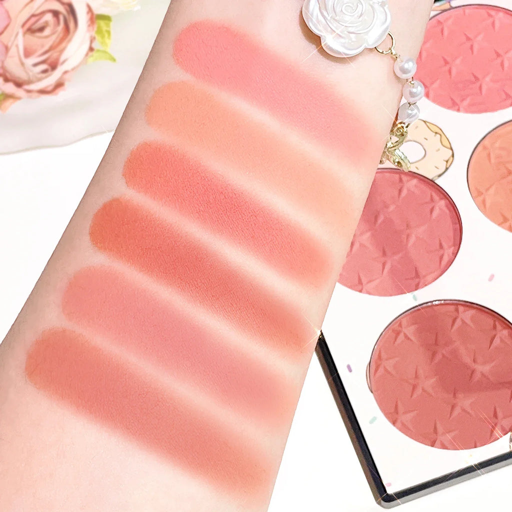 Natural Makeup 6-color Blush Palette Sweet Charm Light Shades Qme