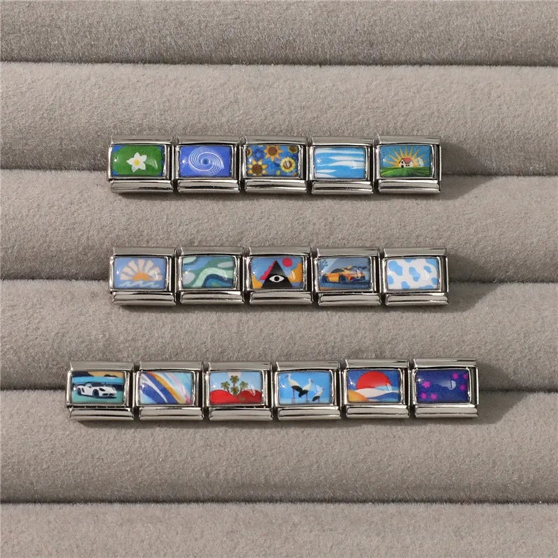 Vintage Car Fashion Classic Car Sport Car Colorful Italian Charms Fit 9mm Stainless Steel Women Bracelet DIY Jewelry Gift 2026 Qme