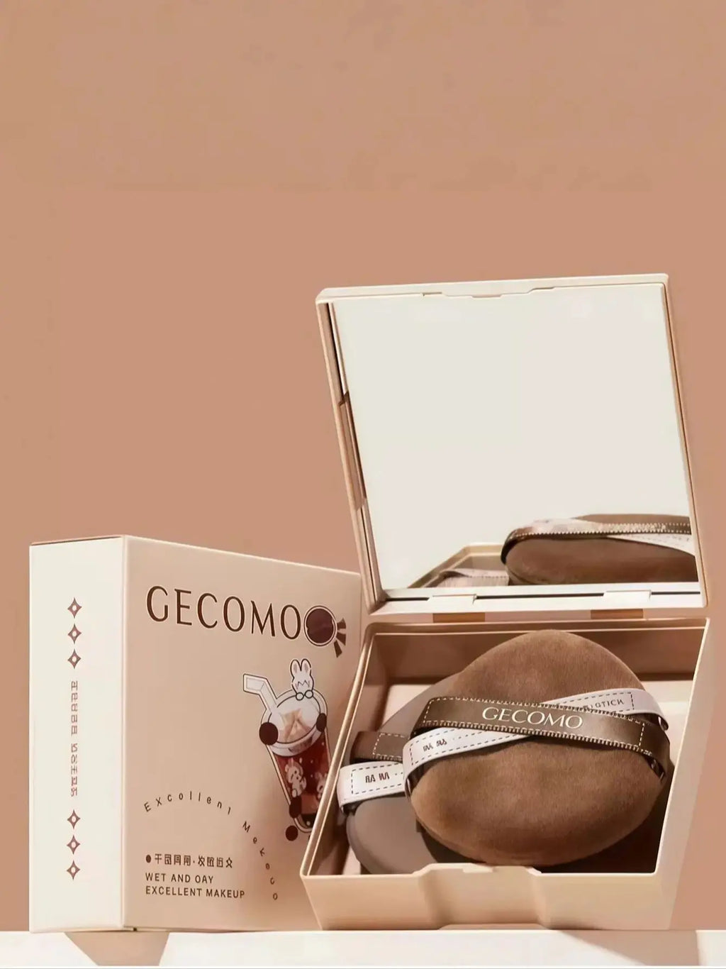 Two-pack Powder Puff Box Mirror Wet Dry Dual Use Soft Makeup Sponge Qme 1 set