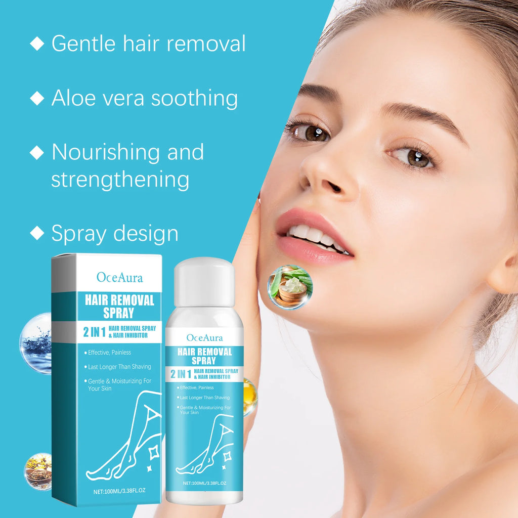 Natural Painless Hair Removal Spray Easy Remove Body Armpit Leg Private Hair Soften Slow Hair Growth Inhibitor Depilatory Cream Qme
