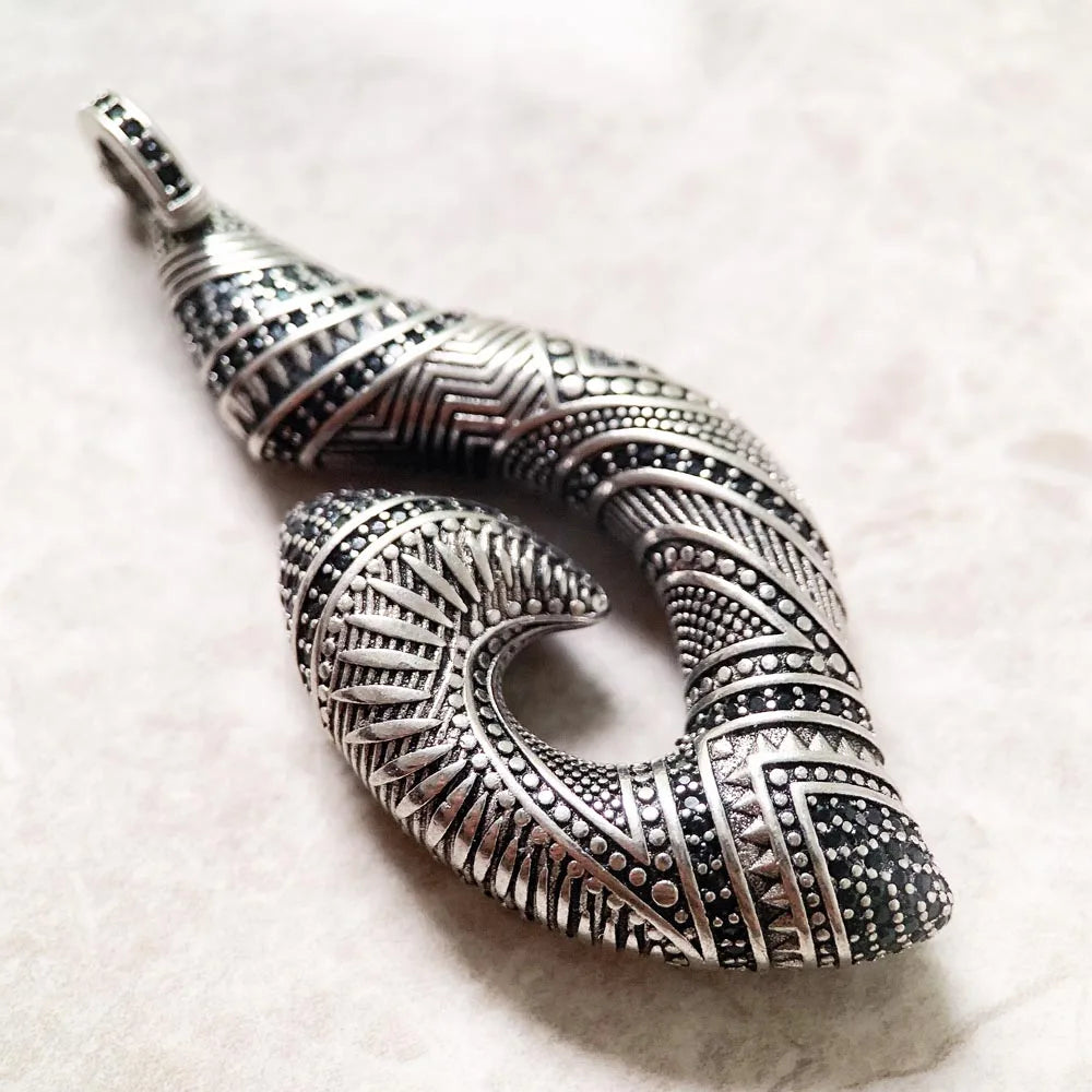 Pendant Hook Ethnic Maori Fashion Jewelry Europe Solid 925 Sterling Silver Rebel Gift For Woman & Men Qme