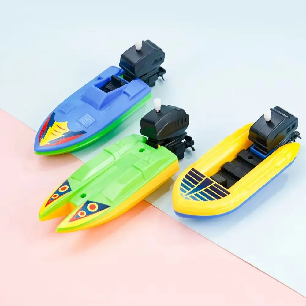 Speed Boat Clockwork Toys Ship Wind Up Toy Float Water Kids Classic Qme