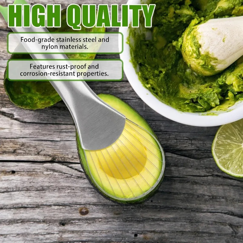 Stainless Steel Avocado Cutting Machine 2 in 1 Paring Knife Kiwi Slicer Peeling Knife Kitchen Gadgets Fruit and Vegetable Tools Qme