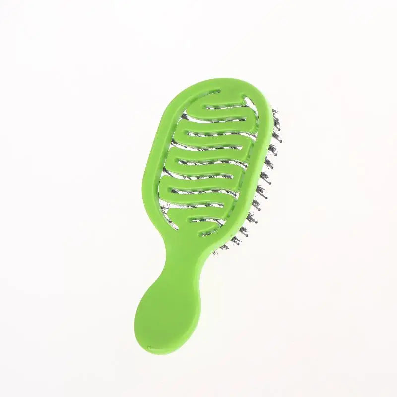 Mini Boar Bristle Hairbrush Women Scalp Massage Detangling Comb Wet Qme Green