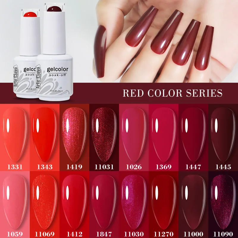 Arte Clavo Red Series Nail Polish Party Colors Gel Varnishes All Qme