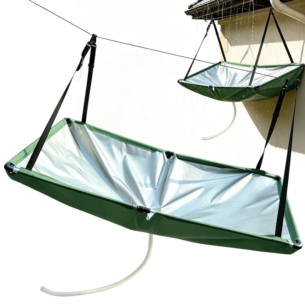 Rain Collector for Garden Water Harvester Cloth with Hose Rain Catcher Filter for Lawn Outdoor Backyard Garden Balcony Camping Qme