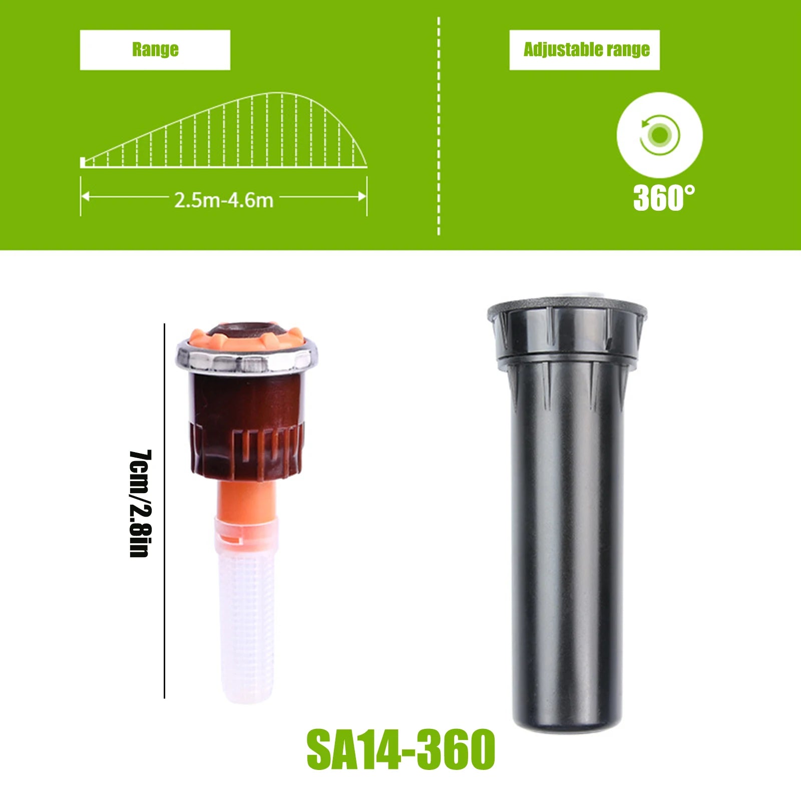 Ray Jet Nozzle Sprinkler with 90-210/360 Degree Arc Garden Water Sprinkler 2.5-10.7m Range for Plant Flower Bed and Yard Area Qme Style B