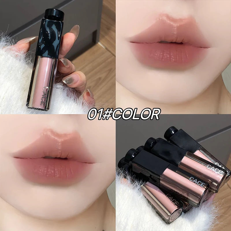 CACE 6 Colors Mist Velvet Nude Liquid Lipstick Waterproof Long Lasting Lipgloss Non-stick Cup Sexy Red Lip Tint Stain Cosmetics Qme 01