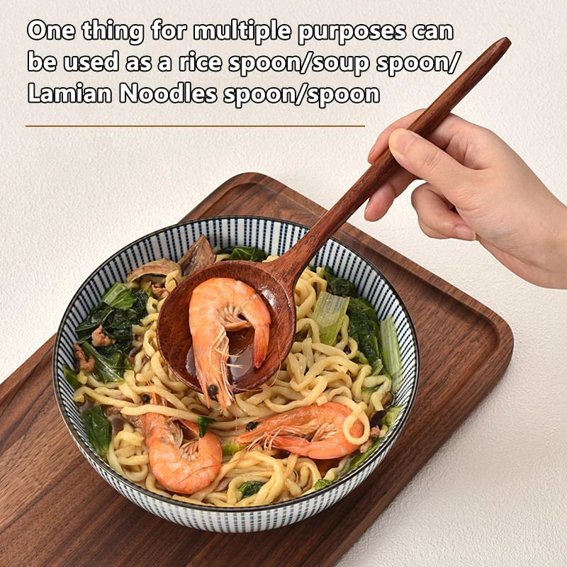 Long Handle Ramen Wooden Spoon Japanese Kitchen Cooking Utensils Tableware Serving Tablespoons Home Large Soup Ladle. Qme