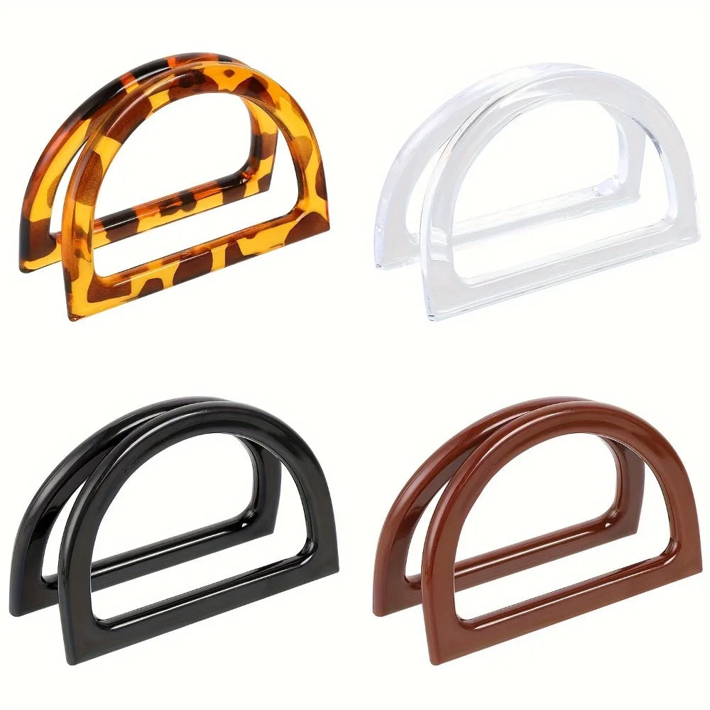 D-Ring Semi-Circle Handbag Handles - Faux Wood Grain Purse Handles For Tote Bag & Crochet DIY Purse Making Qme