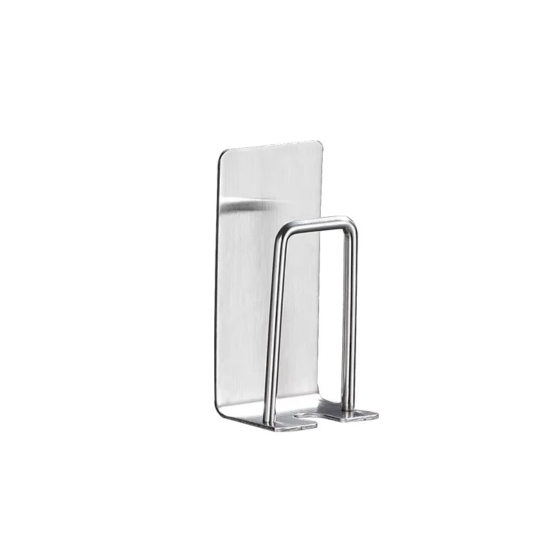 Stainless Steel Toothbrush Holder Wall Mounted Adhesive Toothbrush Cup Holder Space Saving Home Organizer Qme 1PC Silver