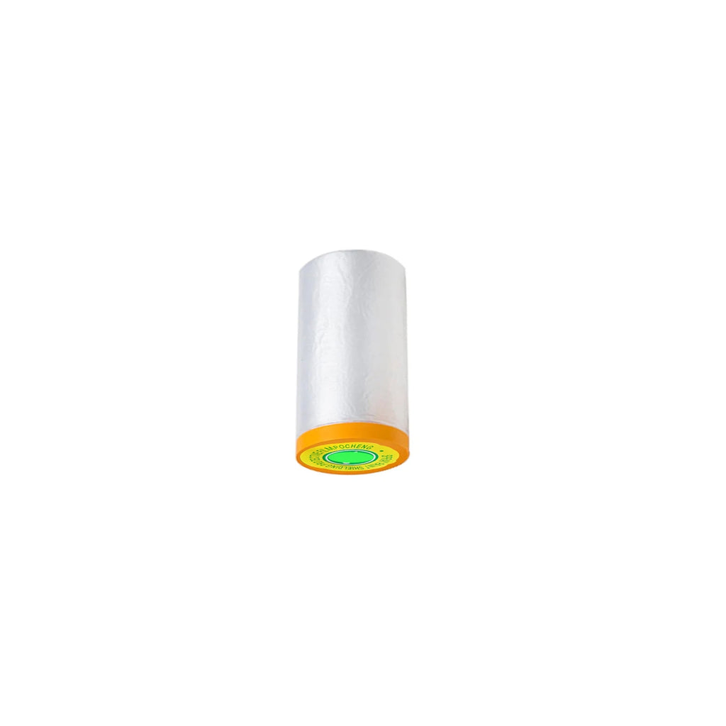 10M Pre-Taped Masking Film Plastic Dropping Cloth Cover Paint Protective Film for Covering Skirting, Frames, Cars, Dustproof Qme 55cmx10M