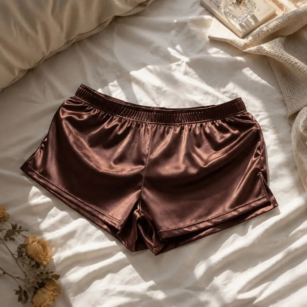 Lounge Bottoms Ice Silk Satin Boxer Shorts Casual Loose Male Panties Qme