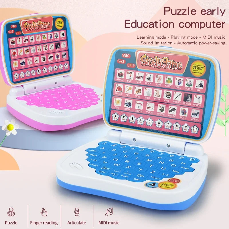 English Learning Small Laptop Toy for Children.Kids. Boys and Girls Computer for Aphabet ABC.Numbers.Words.Spelling.Maths.Music Qme