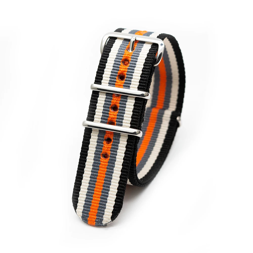 Durable Striped Nylon Wristband Bracelet Style Watch Band 18MM 20MM 22MM 24MM Universal Strap for Sport Casual Watches Qme