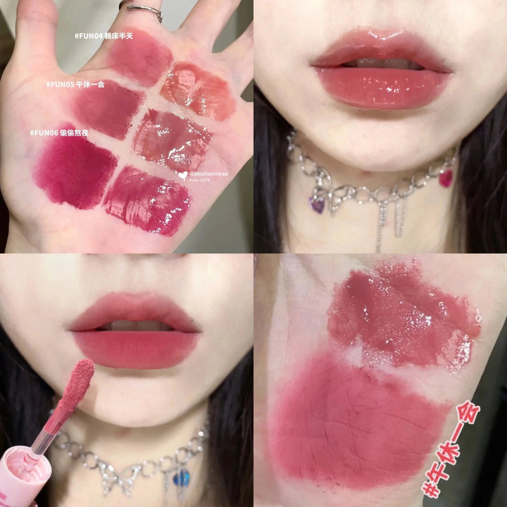 CACE Double Head Lip Gloss Sexy Red Lip Makeup Lip Mud Mirror Water Gloss Lip Glaze Matte Lipstick Waterproof Korean Cosmetics Qme 05 Normal