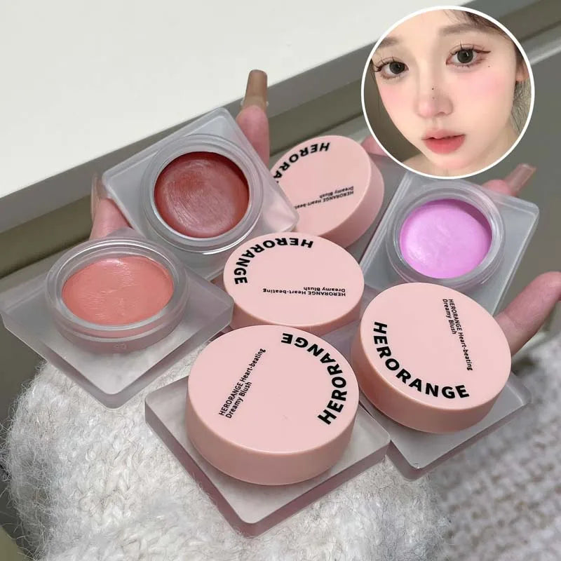 Monochrome Powder Blusher Cream Brightening Whitening Purple Lip and Cheek Dual-use Matte Natural Rouge Blush Tint Palette Qme