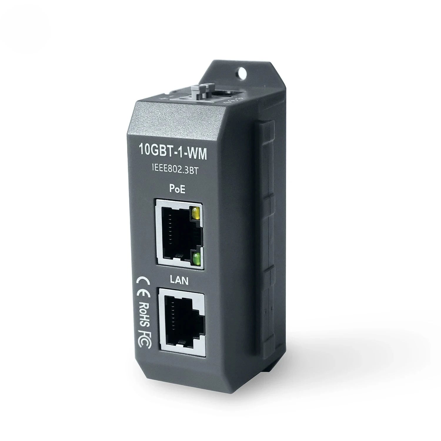 2.5G 10G Data Rate Active PoE++ Injector 90W Output DIN Rail Mounting IEEE 802.3af/at/bt 4-pair PoE For PTZ Cameras WiFi 6/6E Qme 10GBT-1-WM