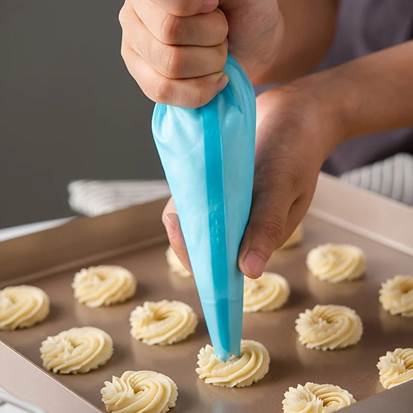 Set of 3 Reusable TPU Silicone Piping Bags - Perfect for Cream Pastry Baking and Cake Decorating! Qme