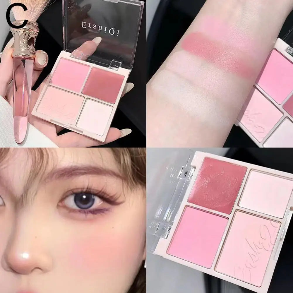 4 Matte Pink Blush Palette Shades Pigmented Shimmering Long Lasting Qme 03