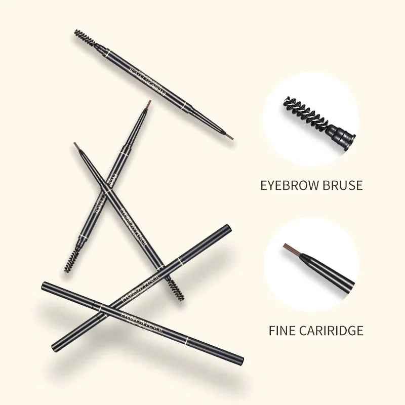 1.5mm Fine Eyebrow Pencil with Double Head Automatic Rotation, One Line Eyebrow Pencil Waterproof and Makeup Free Makeup Pen Qme