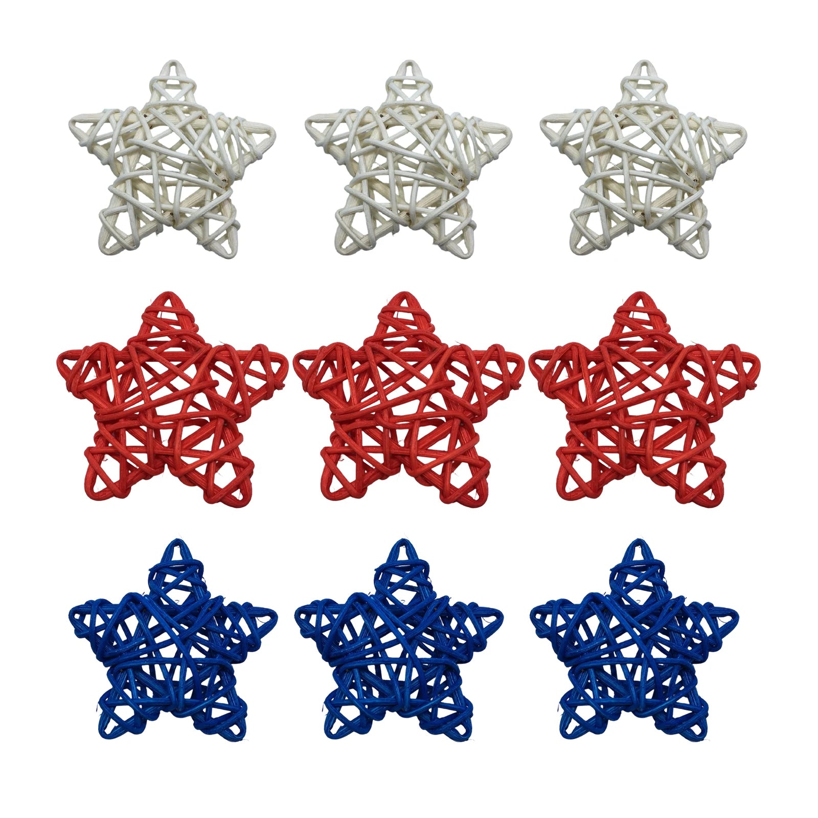 American Independence Day Five-Pointed Star Mixed Colors Handmade Multi-size Rattan Home DIY Decorations for Holiday Party Qme Multicolor L