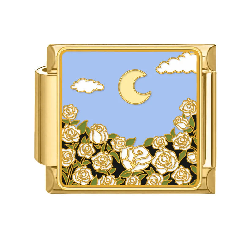 Gold Spring Summer Colorful Starfish Beach Sky Flowers Italian Charm