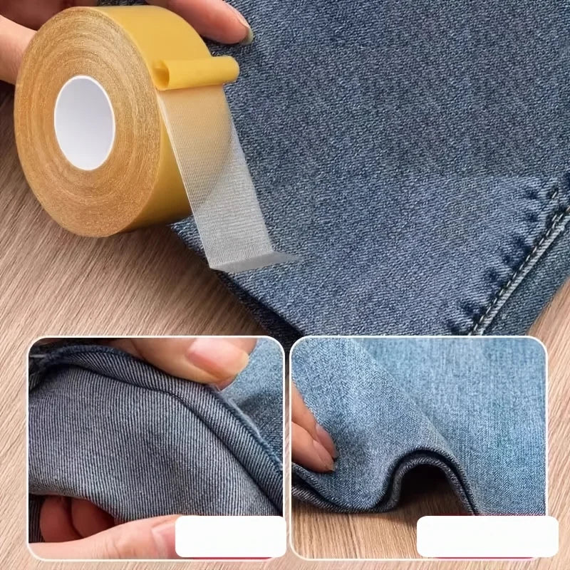 1 roll of strong adhesive fabric tape, no cutting and no marking change pants leg sticker, used for fabric and clothing seam fre Qme