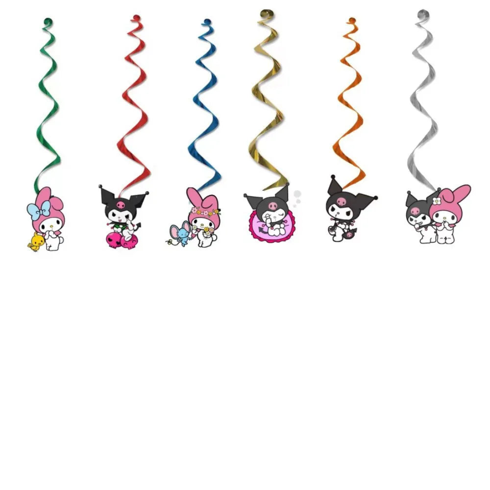 Hello Kitty Kuromi-themed Birthday Party Decorations Balloons Paper Qme Spiral Ornaments