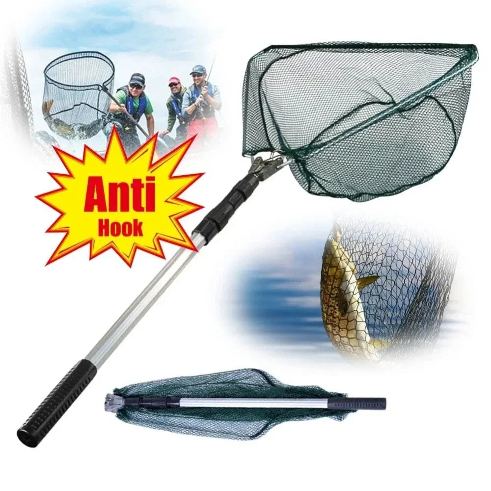 150 Telescopic Landing Net Folding Fishing Pole Extending Fly Carp Qme