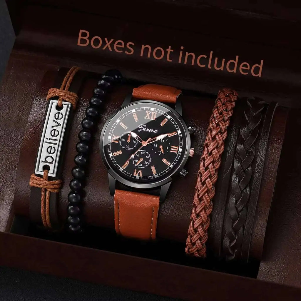 Creative, personalized, business, leisure, fake, three eyed PU belt, quartz watch, student watch, exquisite dial, night light Qme