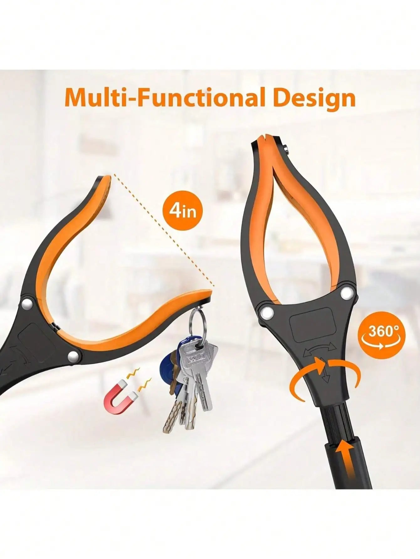 1 Foldable Elderly Grasping Tool Lightweight Extendable 360 Rotating Qme