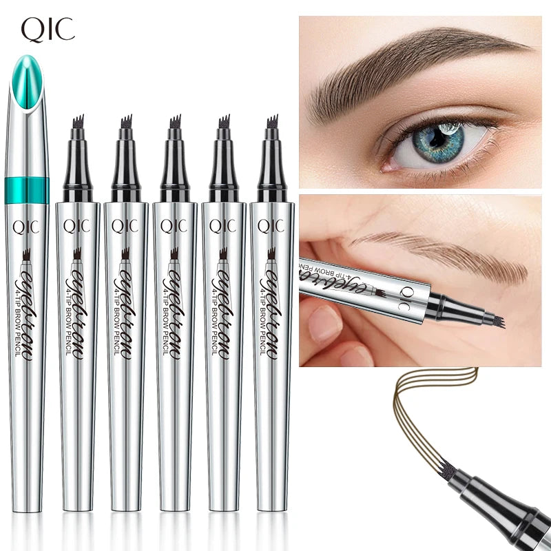 4 Points Eyebrow Pen 5 Colors Liquid Brow Pencil Dark Brown Microblading Eyebrow Pencil Waterproof Eyebrow Tattoo Pen Cosmetics Qme