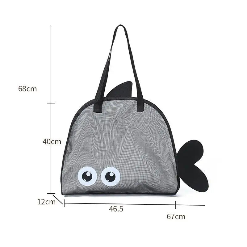 Cute Large Capacity Storage Bag Portable Foldable Mesh Sand Digging Toy Organizer Pouch For Beach Travel Outdoor Sports Qme Black
