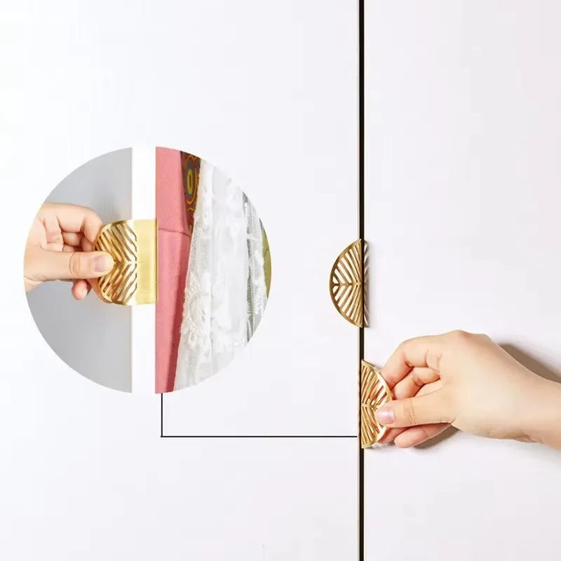 Leaf-shaped Modern Furniture Drawer Brass Handles Wardrobe Knob Door Qme