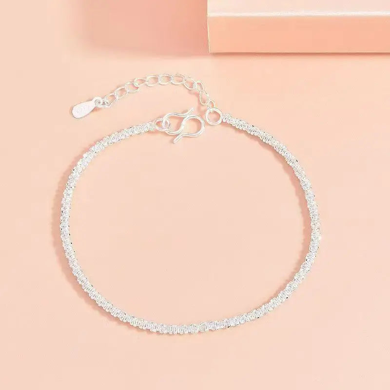 Charms 925 Sterling Silver Lucky Shine Chain Bracelets 18+4CM for Women Fashion Designer Jewelry Wedding Party Holiday Gifts Qme 18 and4cm extension