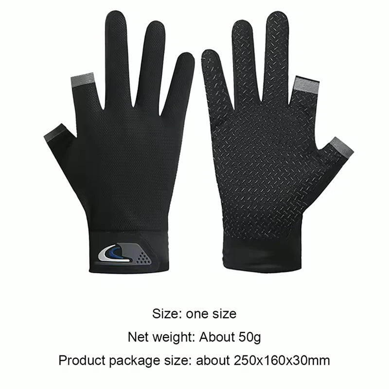 Summer Men Fishing Gloves Women Two Finger Cut Male Touchscreen Qme