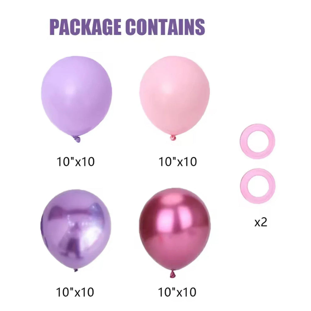 42pcs Pink and Purple Party Balloons Metallic Rose Red Purple Latex Balloons for Girls Birthday Wedding Party Decorations Qme as picture Other
