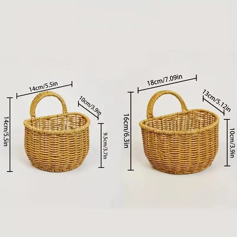 Bathroom Wall Hanging Basket Imitation Rattan Woven Ginger Garlic Egg Qme