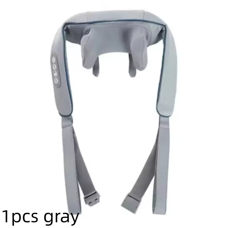 Shoulders and Neck Massager with Hot Compress Function Relaxes Back Shoulder Muscle Pain Relief Portable Bionic Qme 1pcs gray