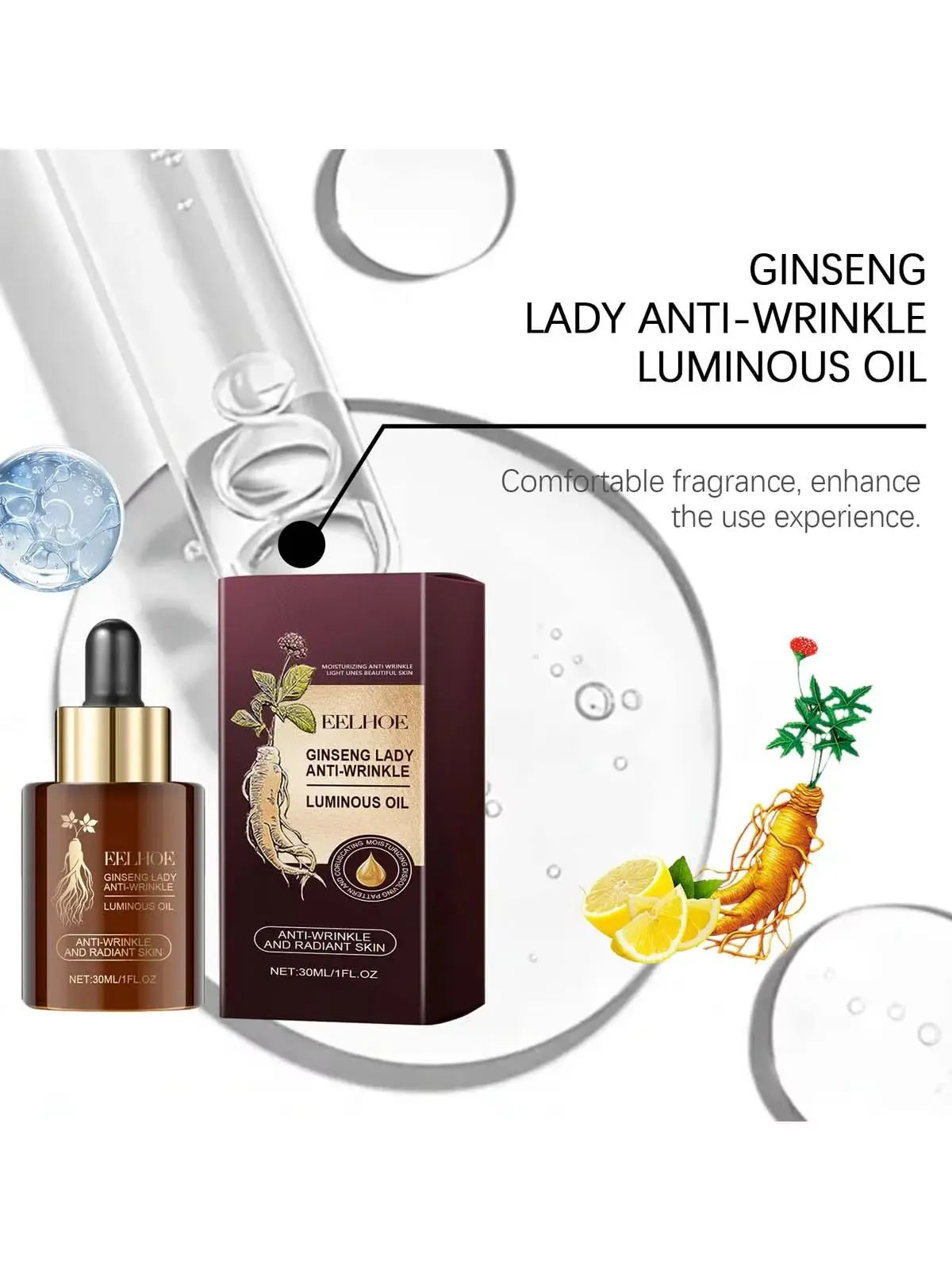 Ginseng Extract Facial Essential Oil Firming Fade Fine Lines Moisturizing Skin Rejuvenation Non-Greasy Nourishing Face Essence Qme