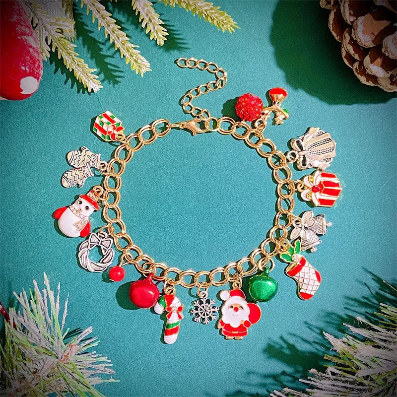 24 Day Advent Calendar Christmas Surprise Snowflake Elk Bell Creative Handmade DIY Children's Bracelet Jewelry Gifts Qme 5 18-30cm