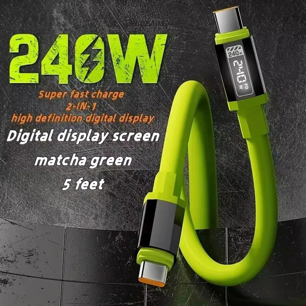 240W Silicone USB C Data Wire High Power Charger Wire Type C To Type C Fast Charging Data Cable For Xiaomi Huawei Samsung iPhone Qme